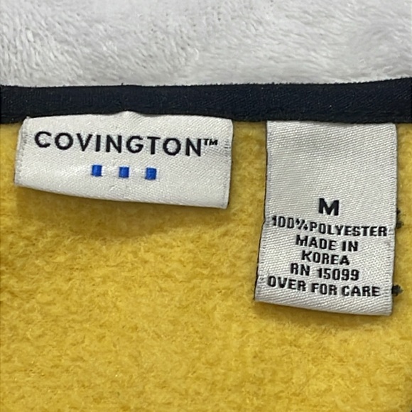 COVINGTON, MENS SIZE M Yellow V-Neck Sweater with Grey and Black Stripe - Picture 5 of 5